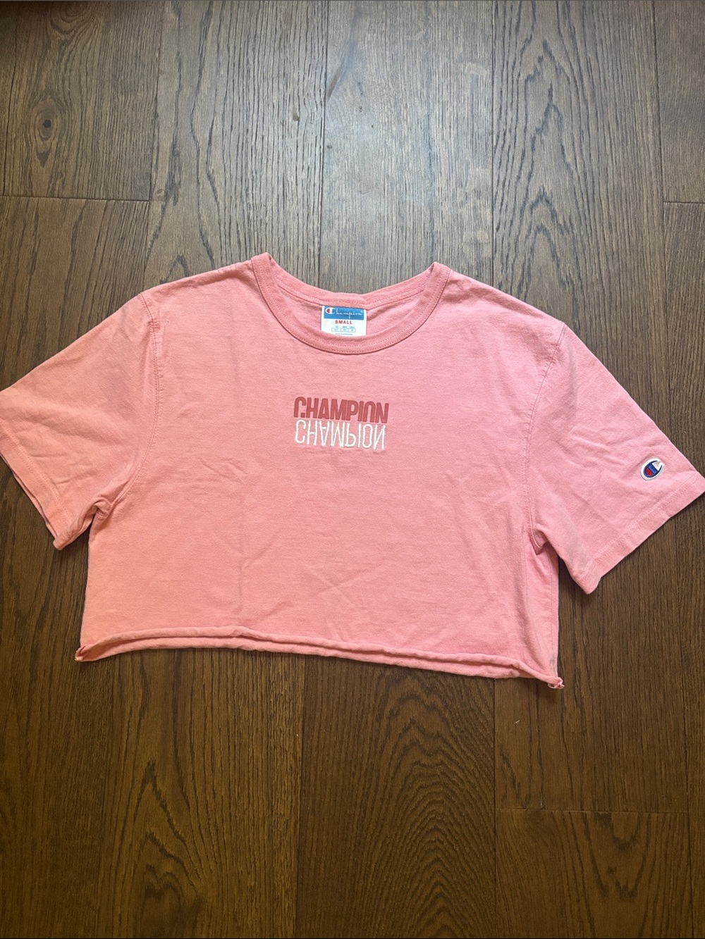 Champion Pink Cropped Logo Tee - Women's